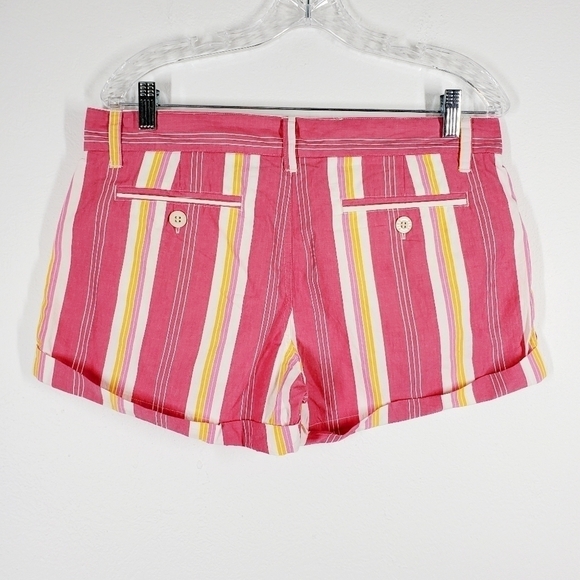 PINK STRIPED CUFFED SHORTS - Picture 2 of 10
